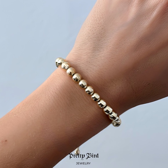 Pretty Bird Jewelry - 18k Yellow Gold Plated Ball Bead Box Chain Lariat Bracelet